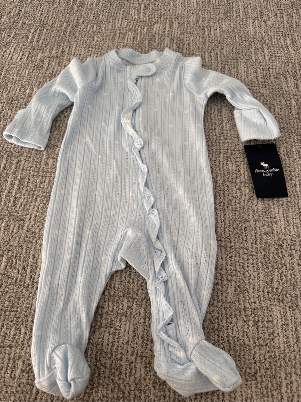 Abercrombie & Fitch Light Blue Ruffle-Front Footed One-Piece